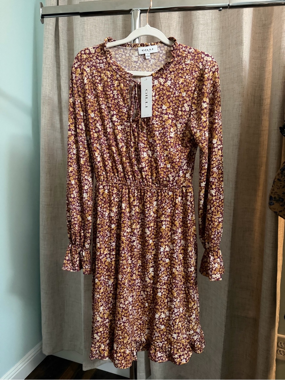 Gilli Purple and Mustard Floral Midi Dress